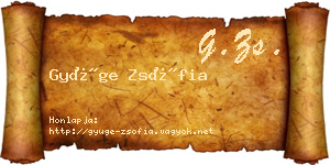 Gyüge Zsófia névjegykártya